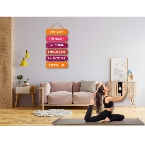 I Am Affirmations Wall Hanging – Motivational Wooden Plaque for Positivity & Mindfulness – Colorful MDF Home Decor