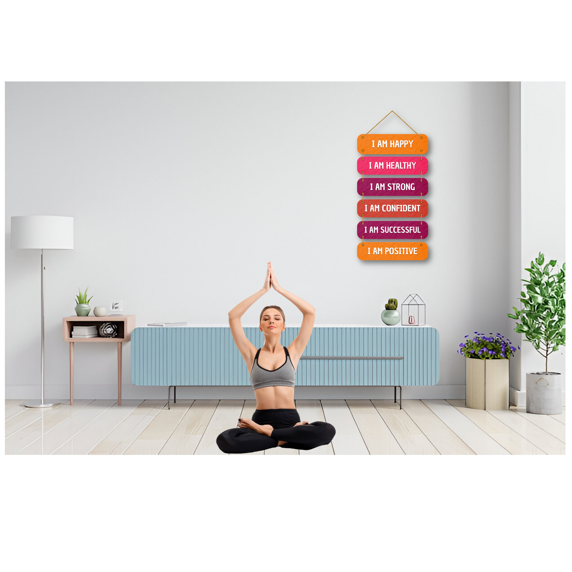 I Am Affirmations Wall Hanging – Motivational Wooden Plaque for Positivity & Mindfulness – Colorful MDF Home Decor