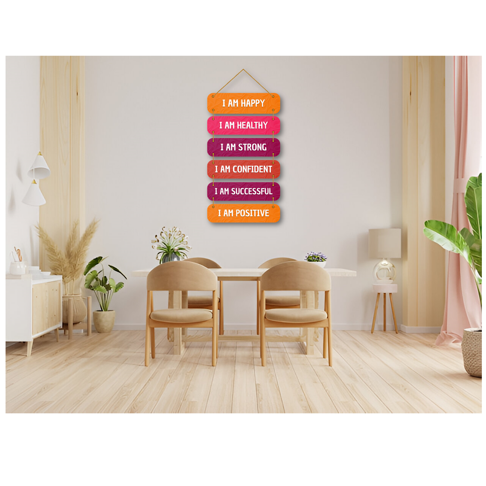 I Am Affirmations Wall Hanging – Motivational Wooden Plaque for Positivity & Mindfulness – Colorful MDF Home Decor